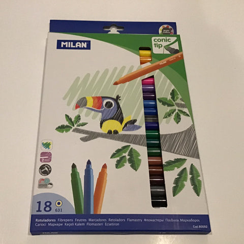 Milan Conic Tip Markers, 18 colours