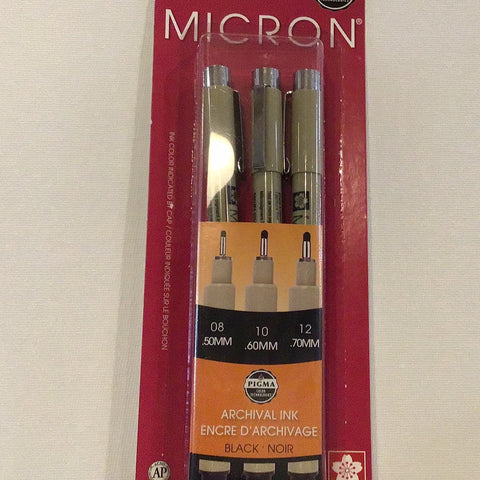 Micron Pigment Liners 08, 10, 12 3pk