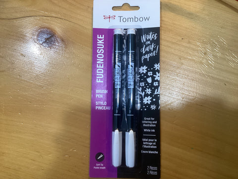 Tombow Fudenosuke Pastel White Brush Pens 2-pack