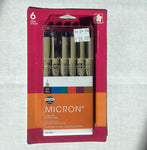 Micron Pigma Set, Assorted Colours 6pk