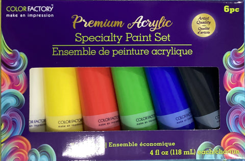 Colour Factory Premium Acrylic Specialty Paint Set, 6x120ml