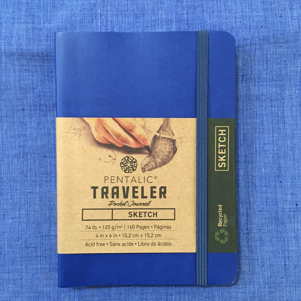 Pentalic 6 x 8 Pocket Sketchbook Traveler Journal, 160 Pages, Black