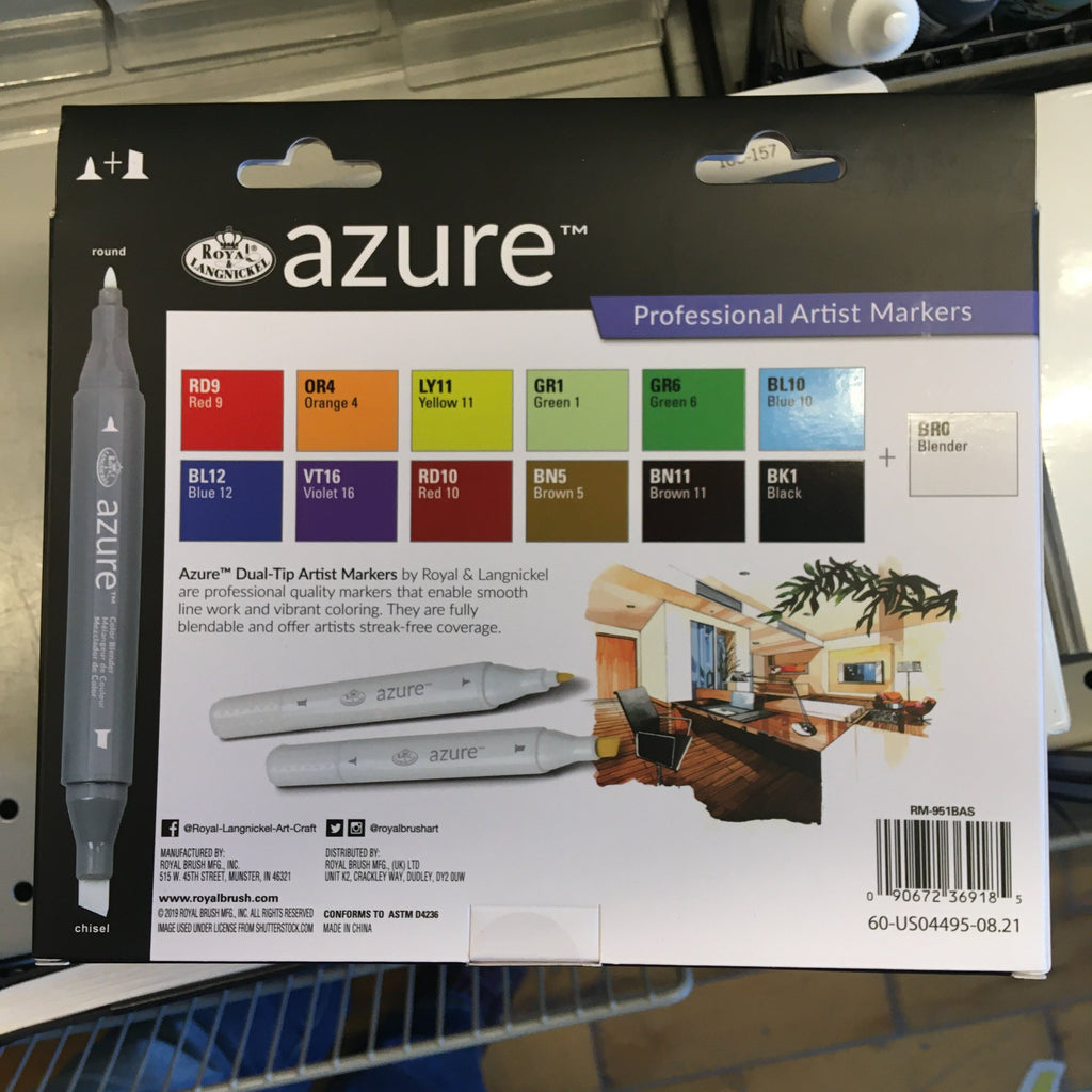 Royal & Langnickel - Azure Dual Tip Alcohol Marker Set 7pc - Grayscale