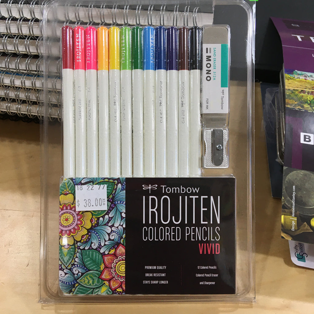 Tombow Irojiten Colored Pencil Set, Tranquil. Includes 12 Premium Colored  Pencils, Sharpener, and Eraser 