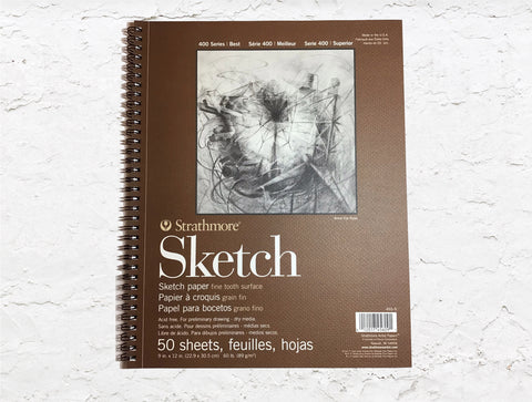 Spiral STRATHMORE SKETCH BOOK 100 60# Premium Recycled White Sheets 9X12  Paper a