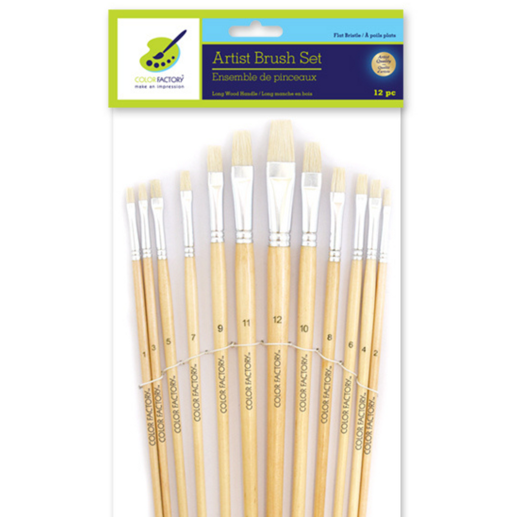 12pcs/set Paint Brush Kit, Drawing Brushes With Wooden Handles And