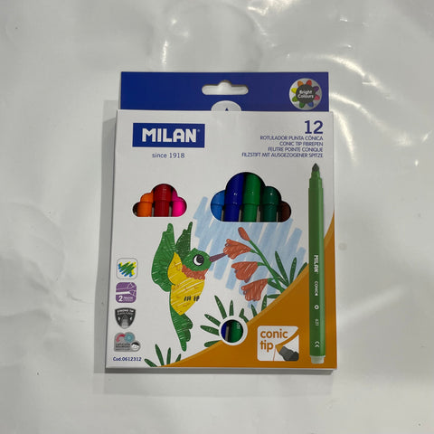 Milan Conic Tip Markers, 12 colours