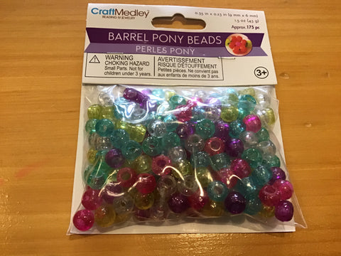 Pony Beads, Approx. 150 pcs
