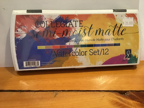 Semi-Moist Matte Watercolour Set, 12 colours